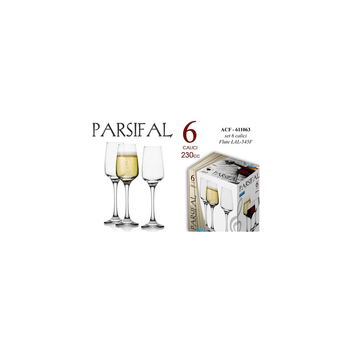 Set 6 calici flute Parsifal 230 cc