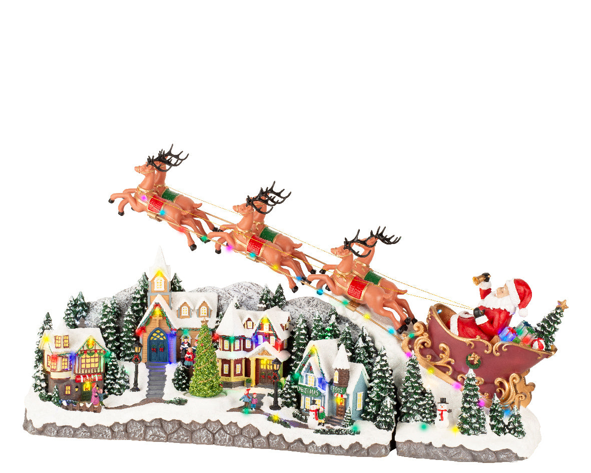 Slit scenario with reindeer LED 25.5x97.5x54 cm