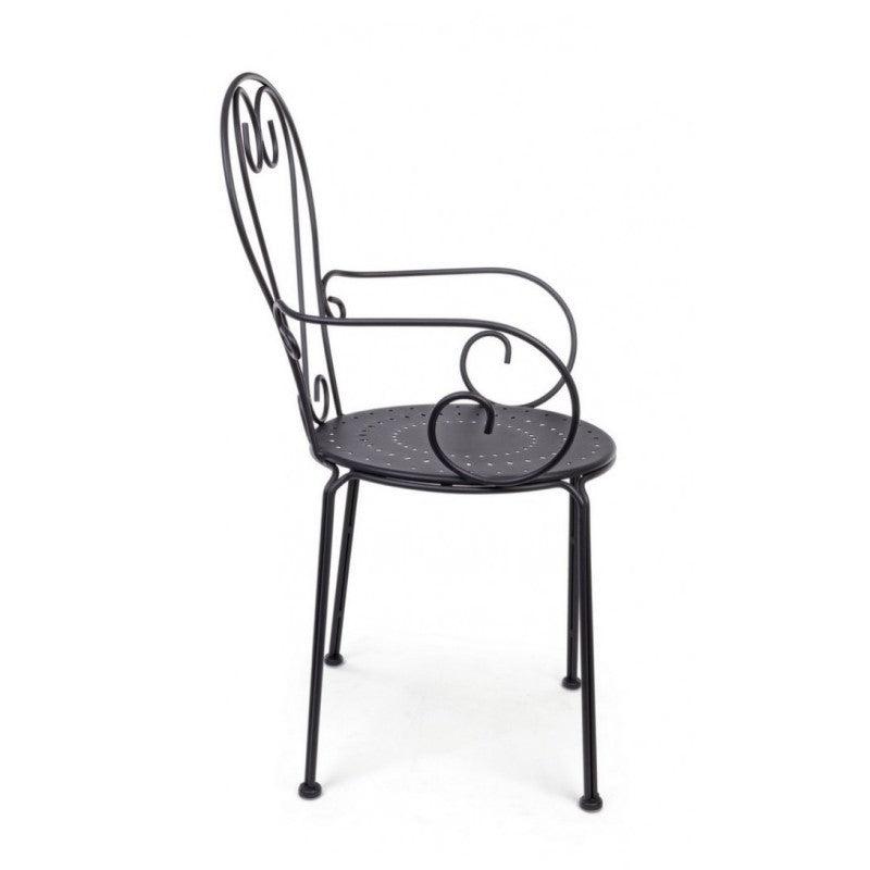 4x Garden Chairs in Steel with Armrests Anthracite ETIENNE 49x49x89 cm