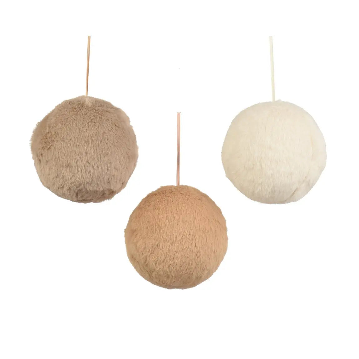 Sfera natalizia in pelliccia sintetica Ø8 cm – 1 pezzo assortito