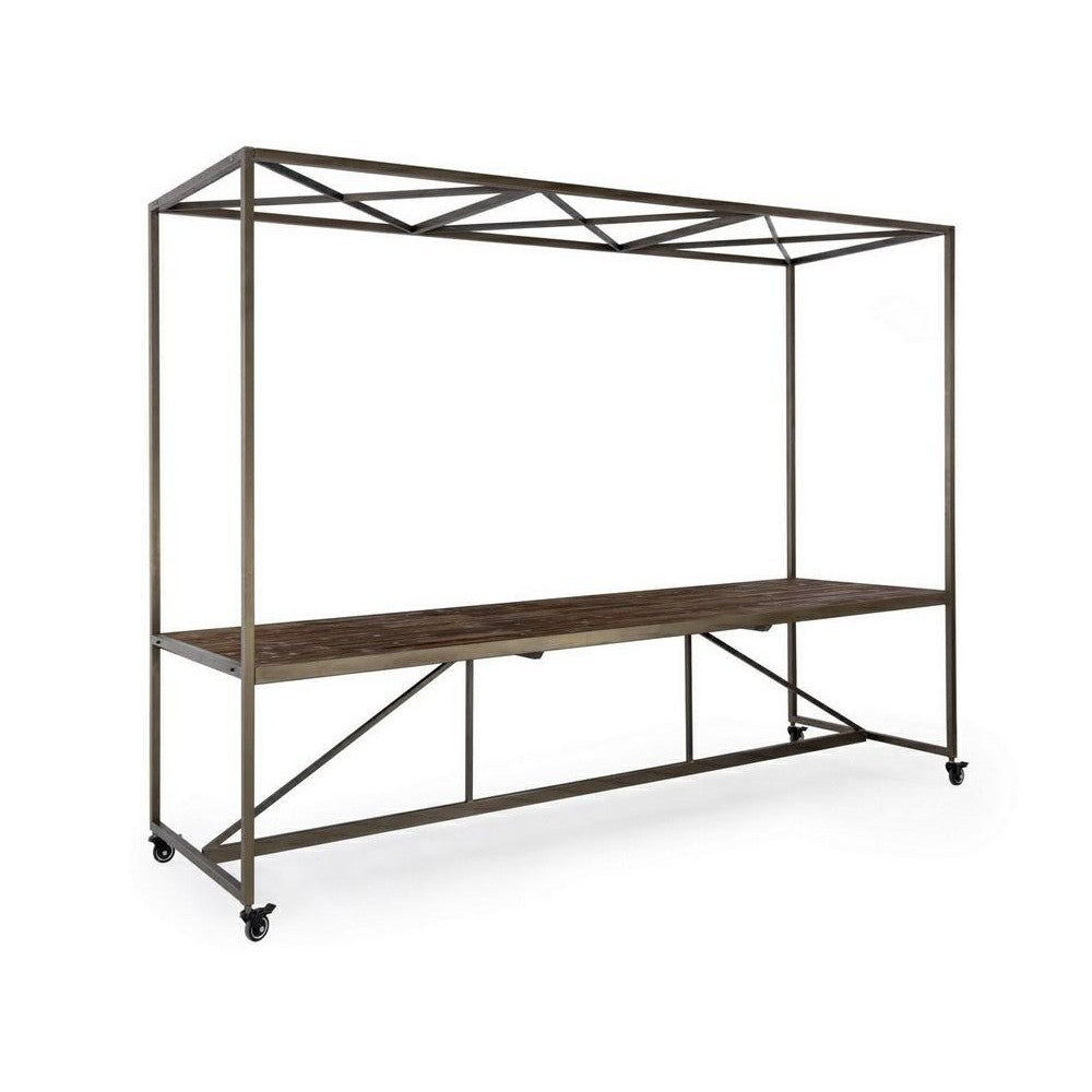 Tavolo espositore con tetto e ruote cm 301,5x90x210h