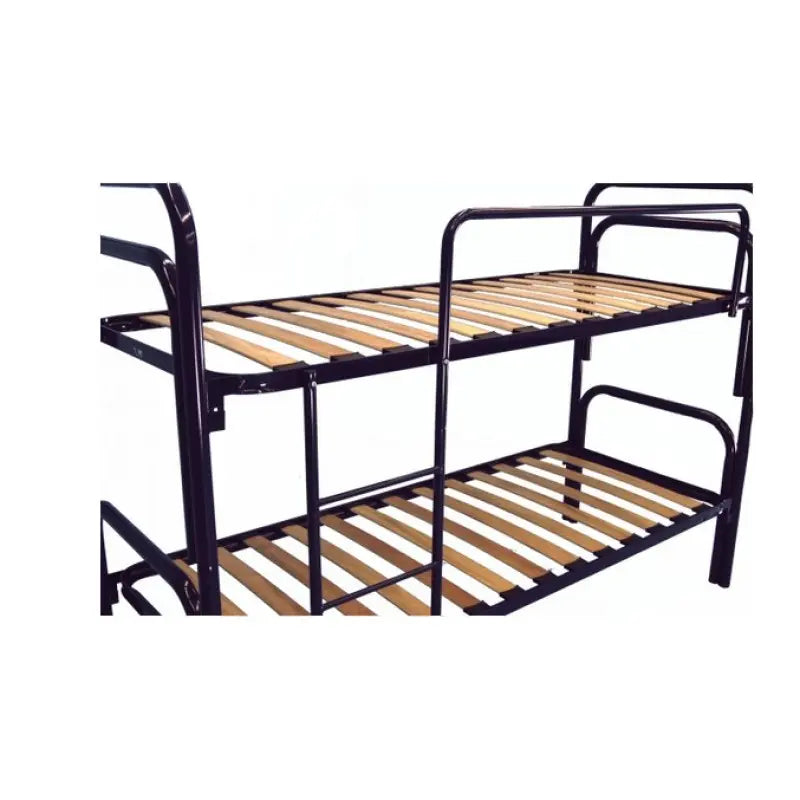 Letto a castello modello 480 (80x190 cm) in acciaio con scala e protezione colore nero