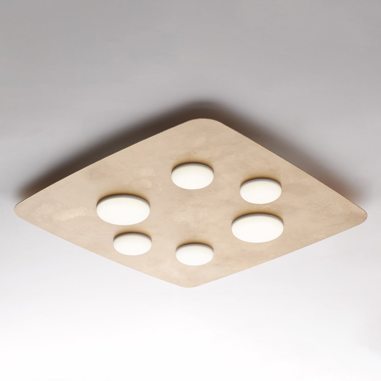 Plafoniera bianca in metallo, oro antico, LED, 6 luci, Ø 65 cm