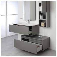 Composizione bagno due cassetti separati Grigio Pastello