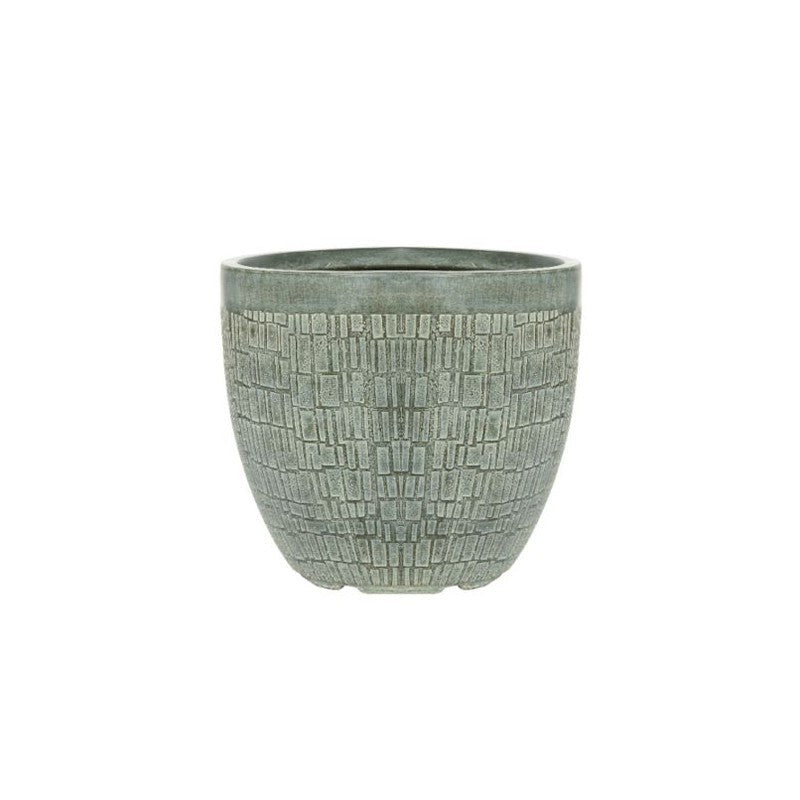 Fioriera Dean tonda in argilla grigio-verde Ø32 × H31 cm