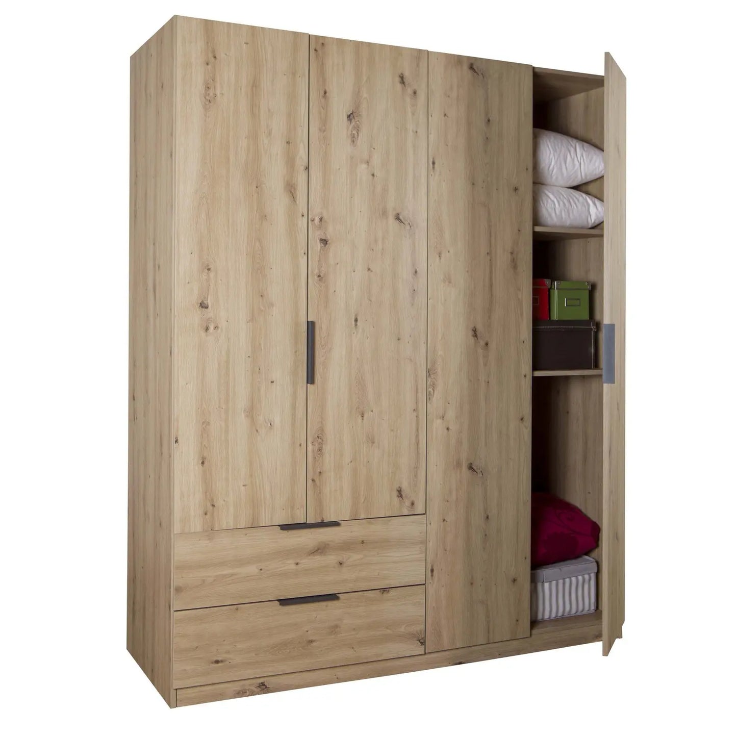 Wardrobe with 4 doors and 2 drawers 162x58 cm artisan oak