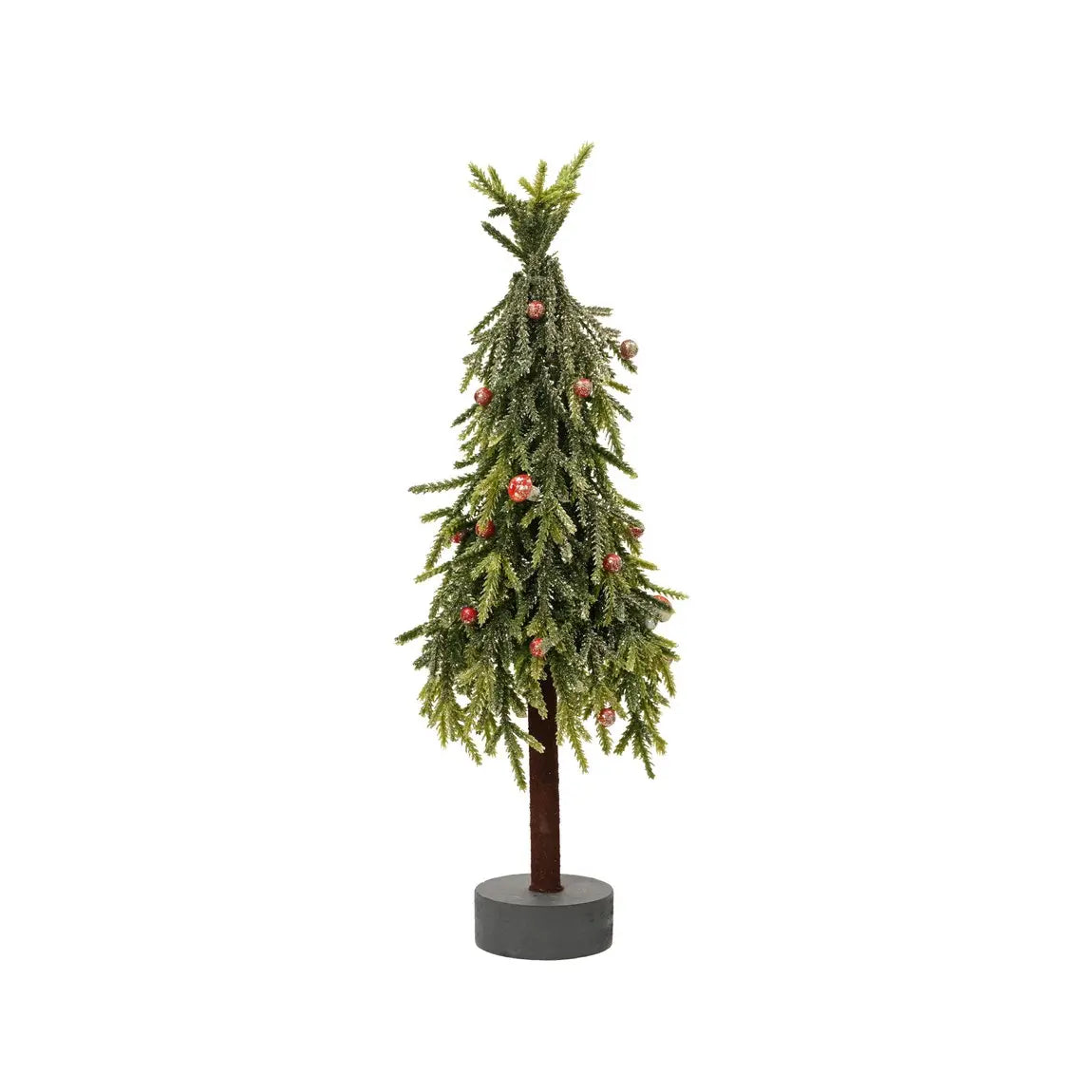 Mini albero di Natale Merry Fir verde glitter con bacche e funghi Ø14 × H45 cm