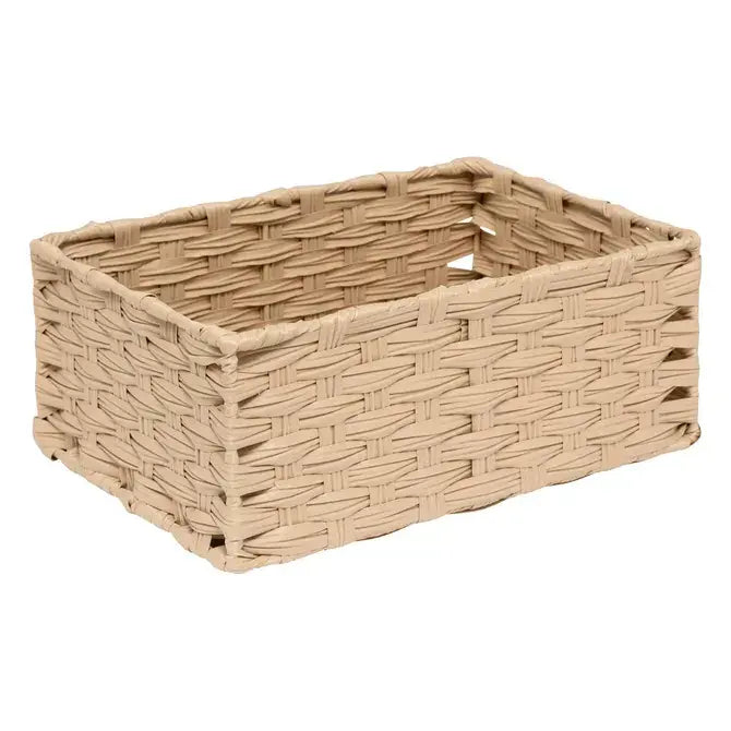 Set of 3 tall beige baskets 30x21x12h cm