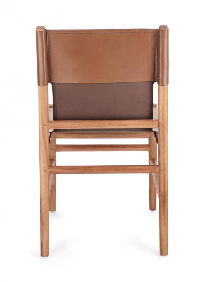 2x Sedia in pelle cognac 48x58x85h