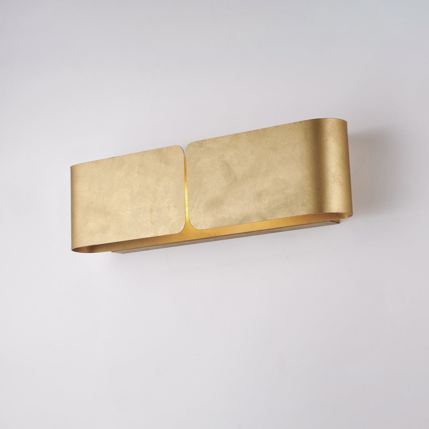 Aplique Hierro Lacado Blanco Decoración Oro Envejecido 2 Luces 12x45x10 cm