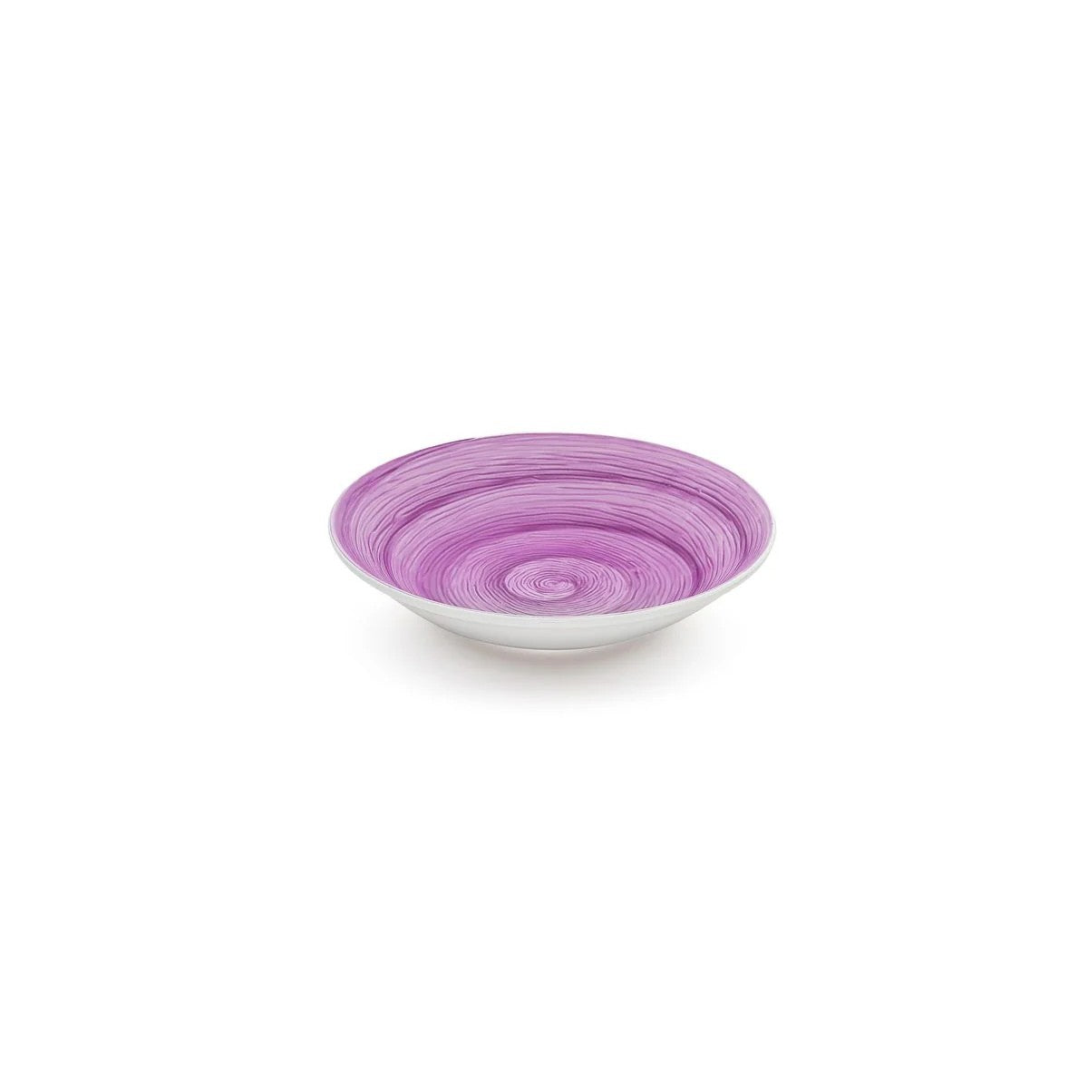 Malvenfarbener Memento-Suppenteller aus handbemalter Keramik, Ø 23,5 cm