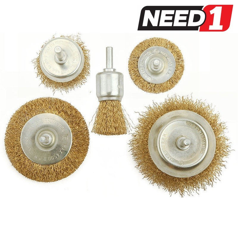 Set spazzole metalliche Tolsen 5 pezzi con attacco 6,35 mm