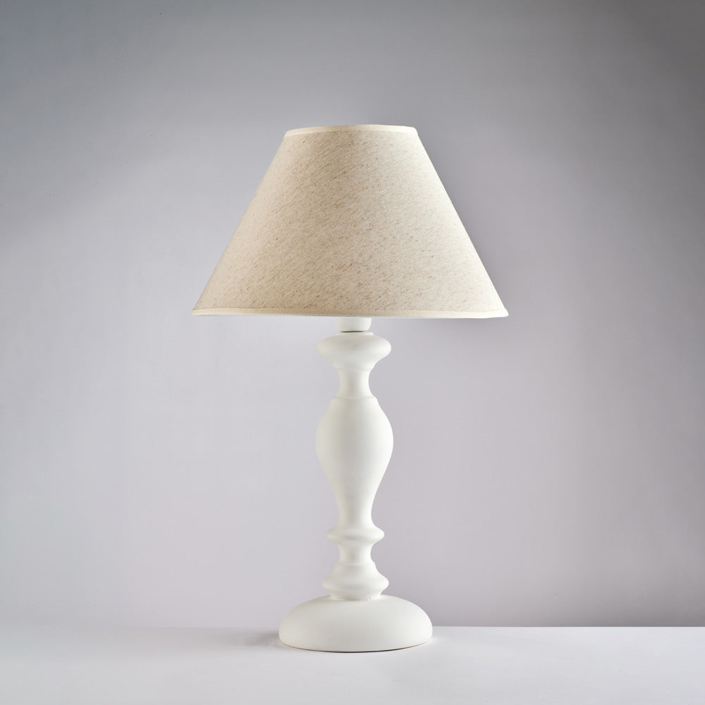 Lume in legno bianco shabby 1 luce con paralume dm.35 H.57 - Ø35