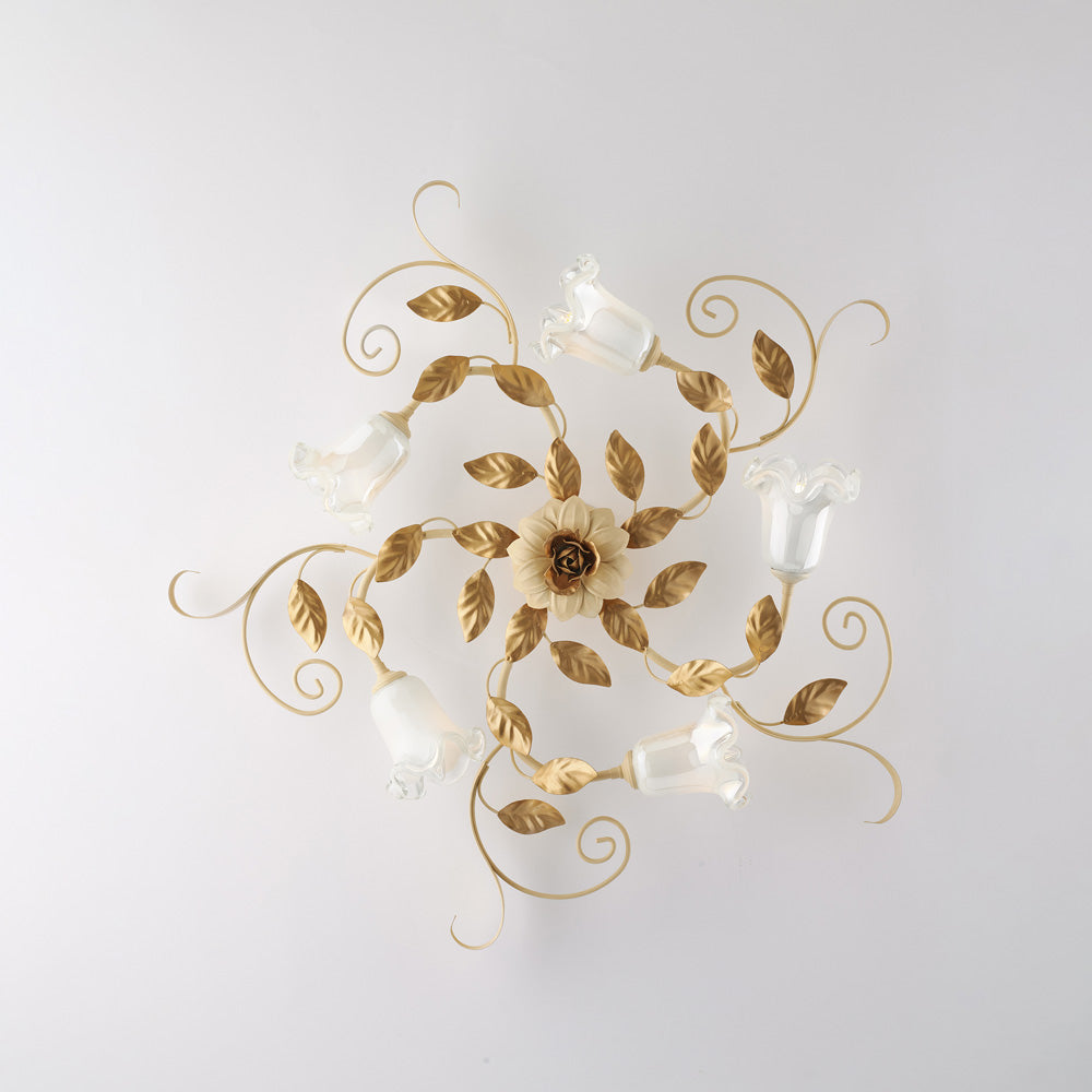 Plafoniera in ferro laccato avorio decape 5 luci H.17 - Ø80