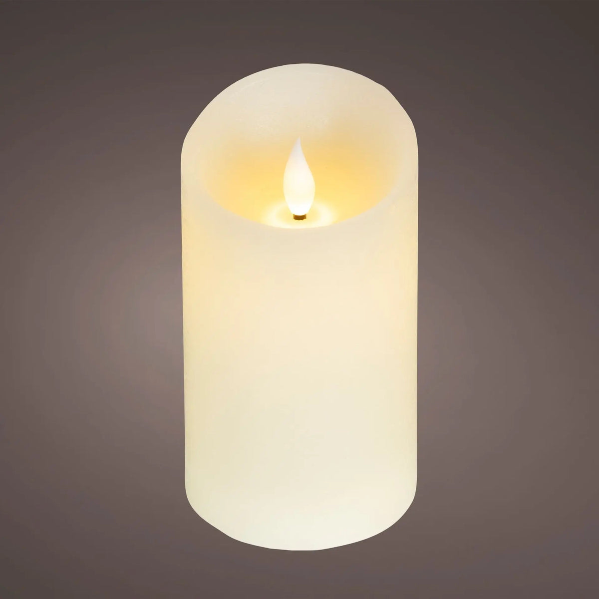 Candela in cera crema con LED Ø7,5 × H13,5 cm