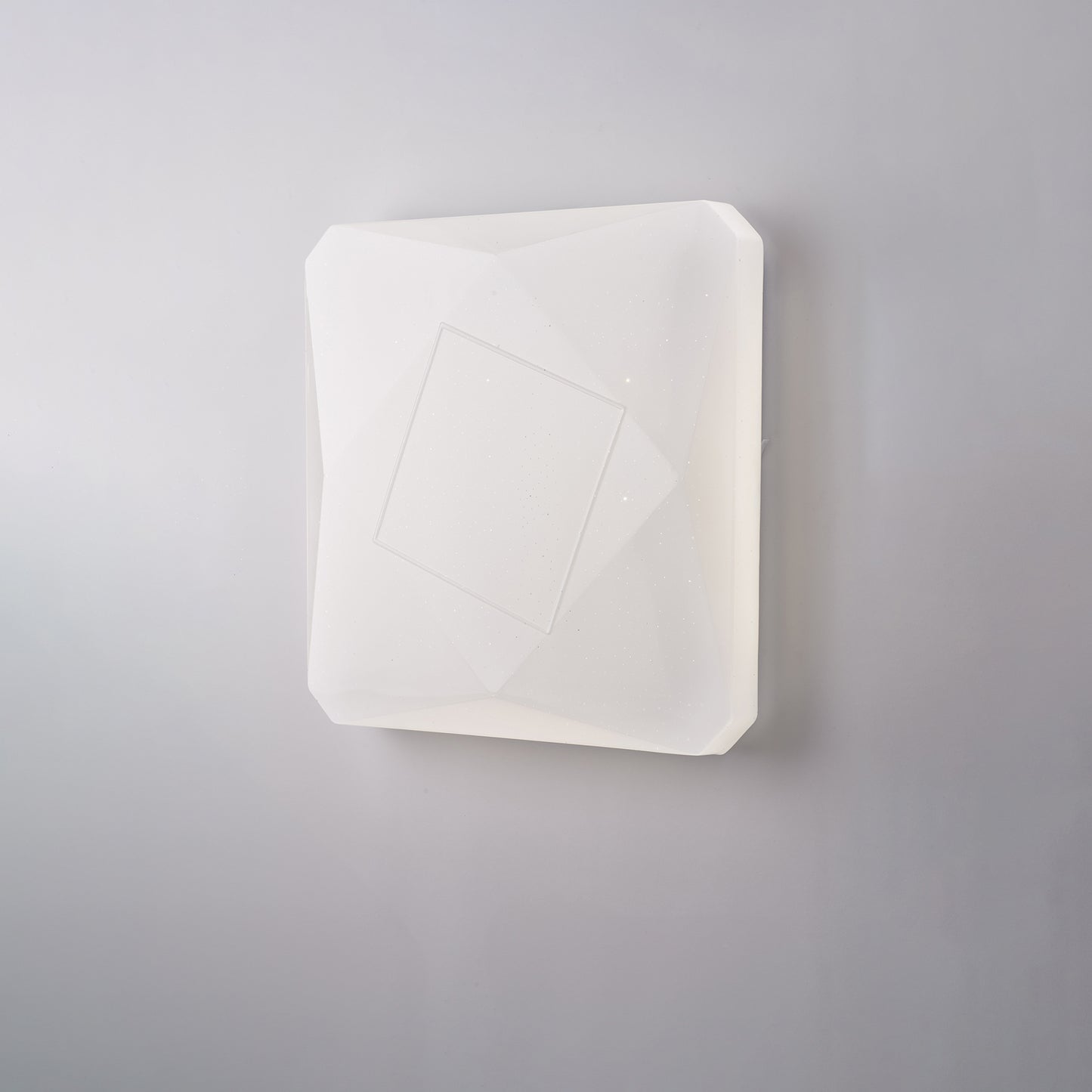 Plafoniera quadrata diametro 40 cm in acrilico bianco con led integratoo CCT + telecomando H.7 - Ø 42