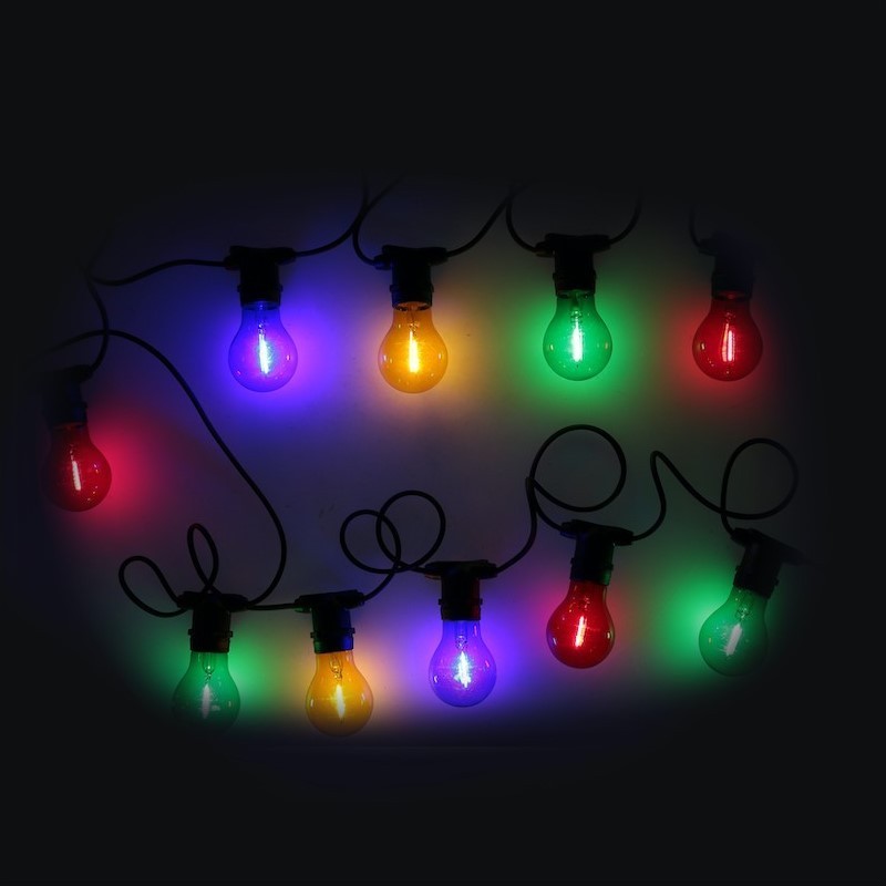 Chain 5m 10 lamp. Multicolor glass