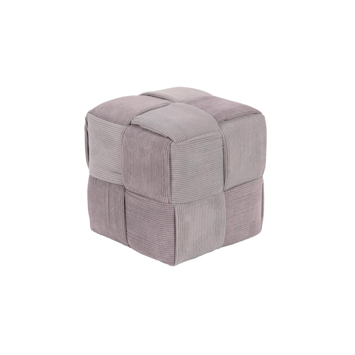 Puf Brady vell tejido gris claro 38x38x38 cm