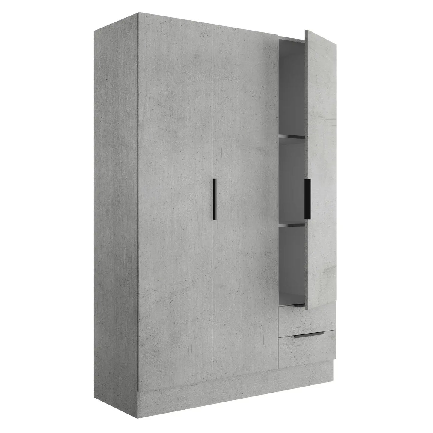 Wardrobe 3 doors + 2 drawers 120x50 cm concrete