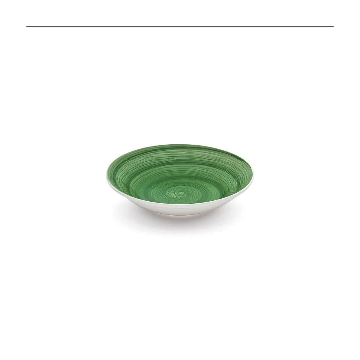 Smaragdgrüner Memento-Suppenteller aus handbemalter Keramik, Ø 23,5 cm