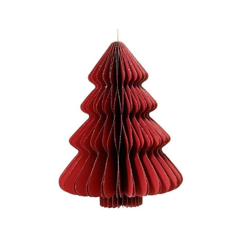 Pendente albero di Natale in carta glitter rossa Ø15 × H20 cm