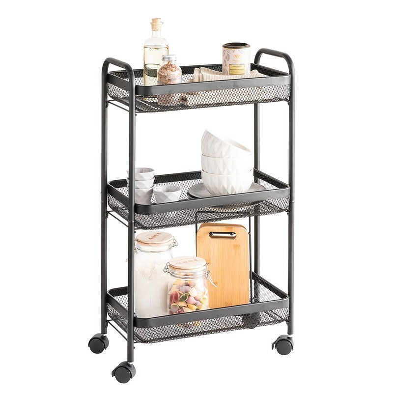 Mayaj multi-purpose trolley with 3 levels black
