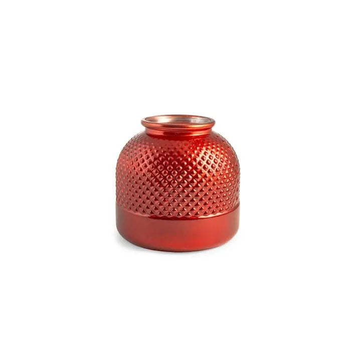 Vaso in vetro RYC a rombi rosso metallizzato 24 cm