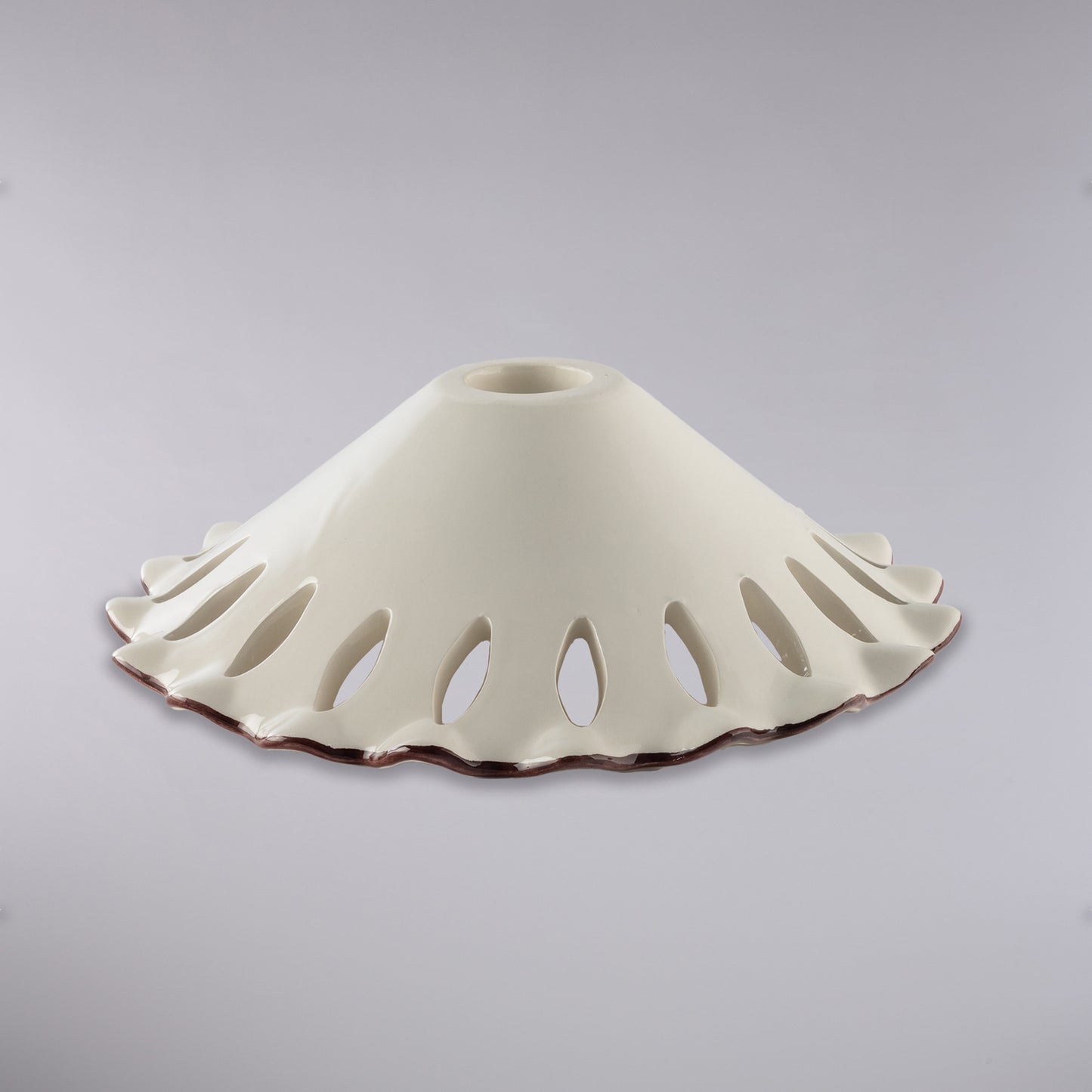 Keramikdiffusor Durchmesser 30 glänzend weiß und perforiert braun H.9 - Ø30