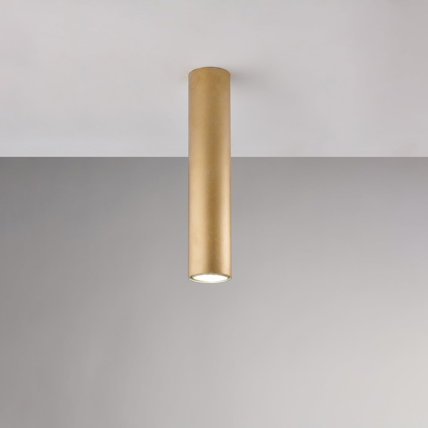 Plafoniera in ferro laccato bianco GU10 con decorazione oro antico 1 luce H.30 - Ø8