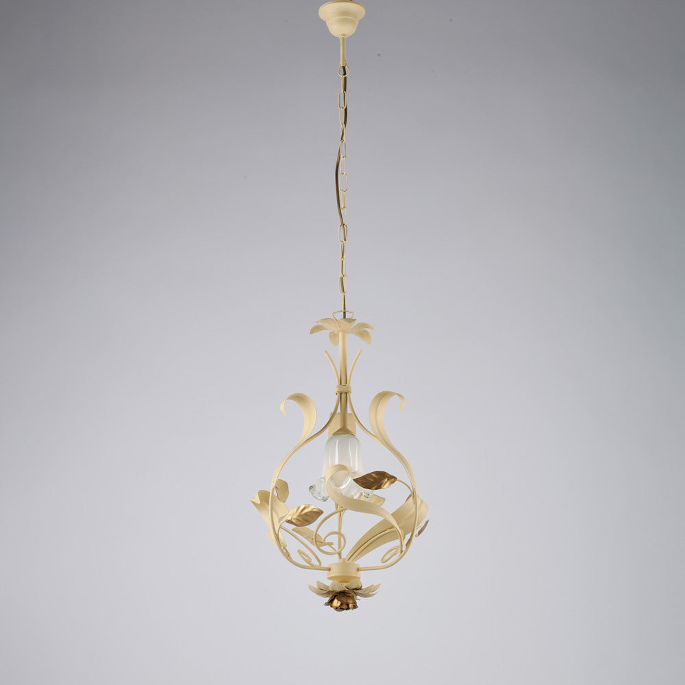 Lampadario in ferro laccato avorio decape 1 luce H.52 - MAX 112 - Ø33