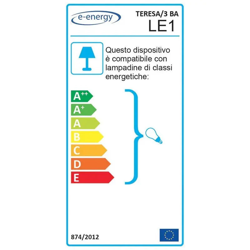Lampadario Teresa 3 luci E14 bianco/argento con vetro spugnato bianco