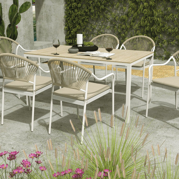 Conjunto de jardín Rhodes (1 mesa, 6 sillas)