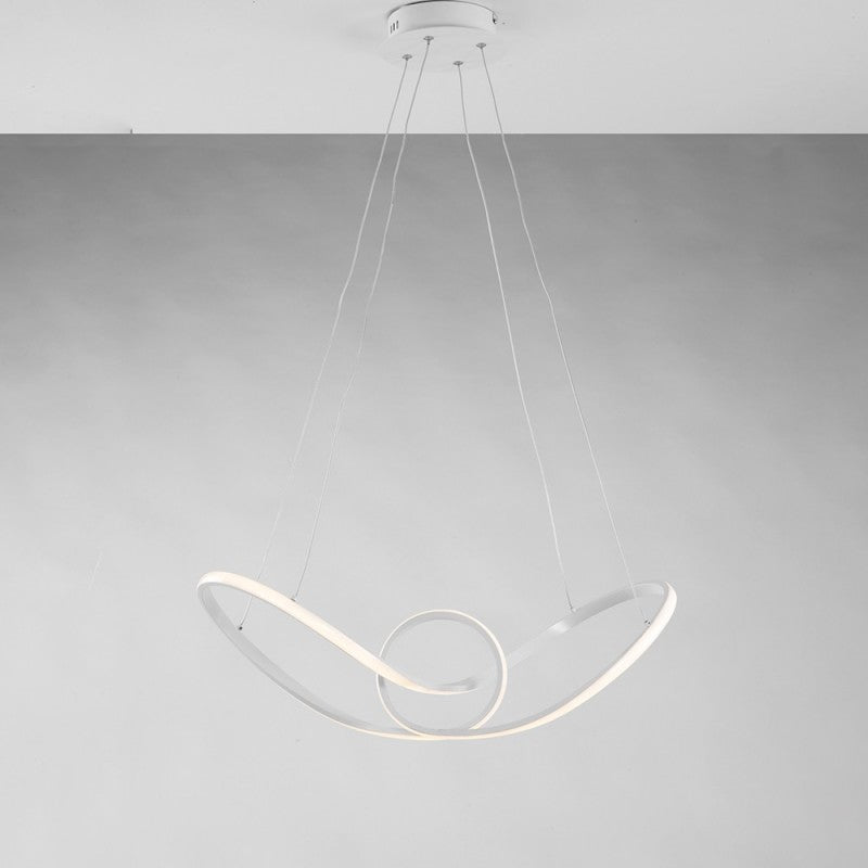 White metal and aluminum pendant chandelier with integrated LED 68x24x h 150 cm
