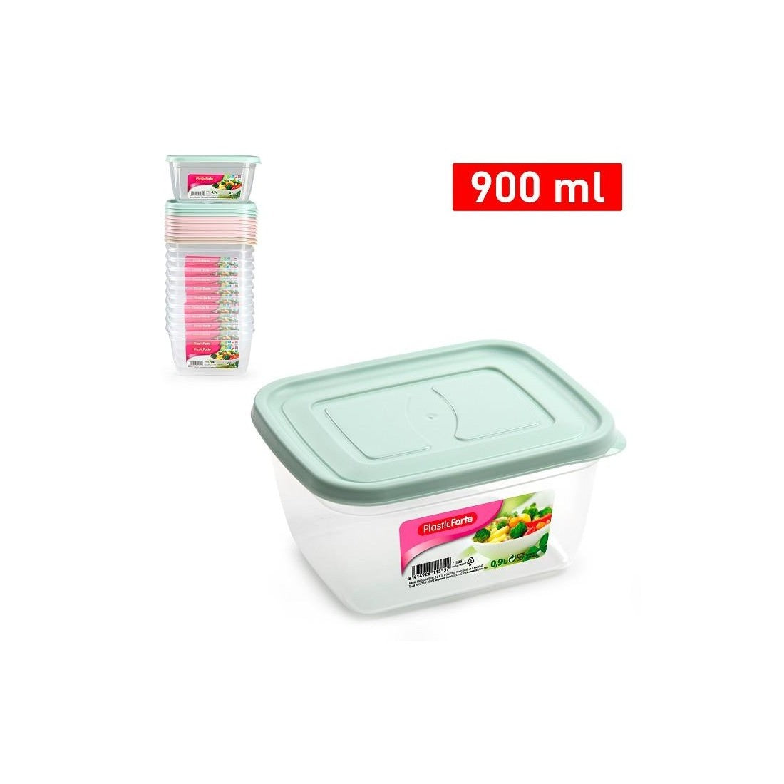 Kühlschrankbehälter mit farbigem Verschluss 900 ml