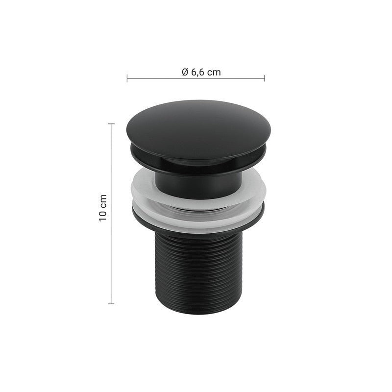 Piletta clic clac 03 in acciaio inox nero matt universale 9-10 x 6 x 6 cm