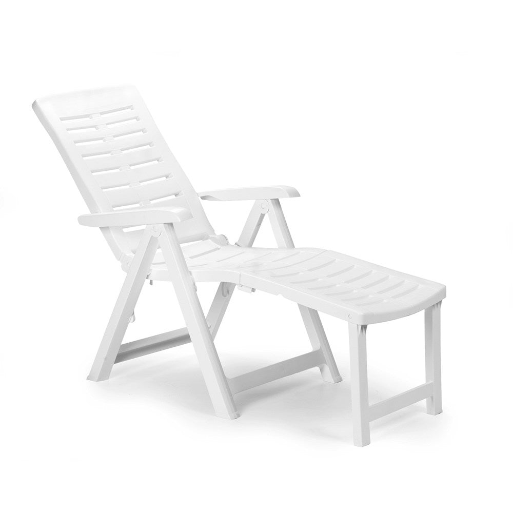 Poltrona Arizona pieghevole bianca con poggiapiedi 60 x 108 x 109 cm