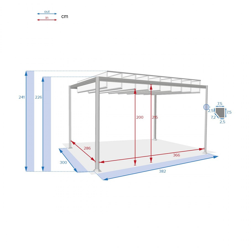 Gazebo Belize 3.8 x 3 m anthracite with aluminum sunroof