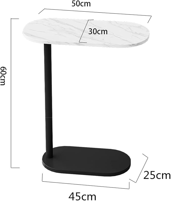Tavolino Goran cm 45x30x58 colore bianco marmo con gambe nere