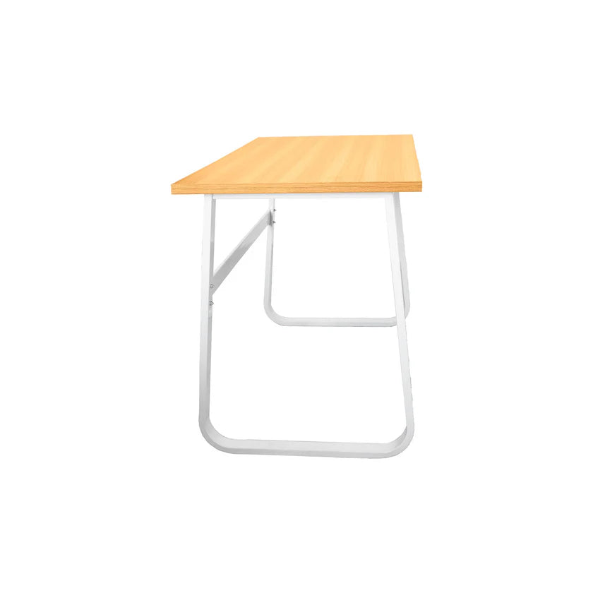 Weißer Kenya-Schreibtisch mit Eichenplatte 120x60x75h cm