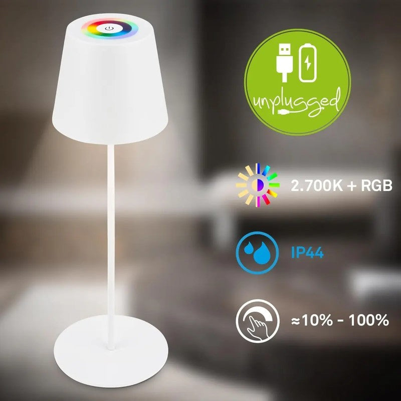 Calida Lámpara de mesa LED RGBW 3 en 1 blanca 200lm