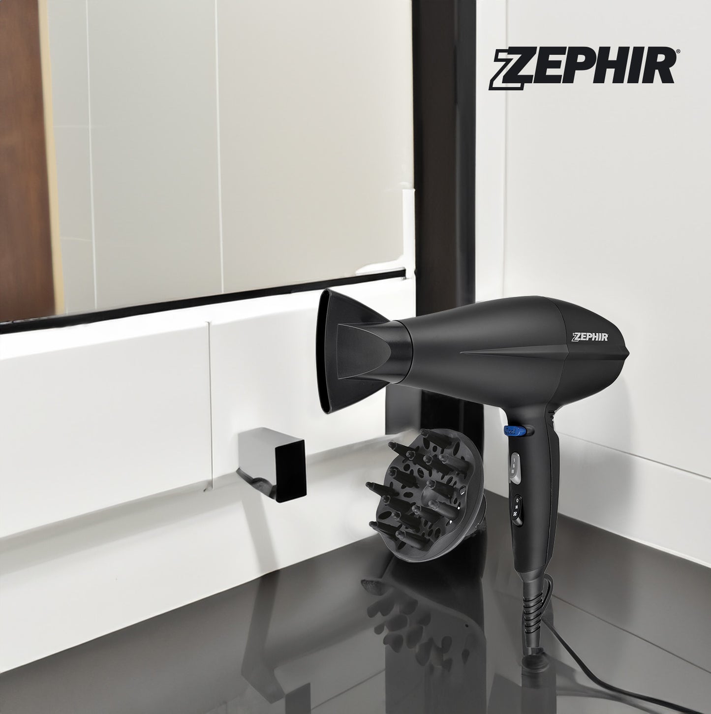 Secador de pelo profesional con ionización y accesorios incluidos.