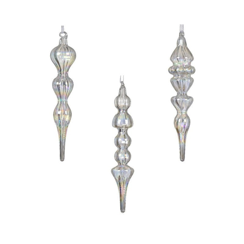 Pendente natalizio in vetro iridescente H18 cm 3 assortiti