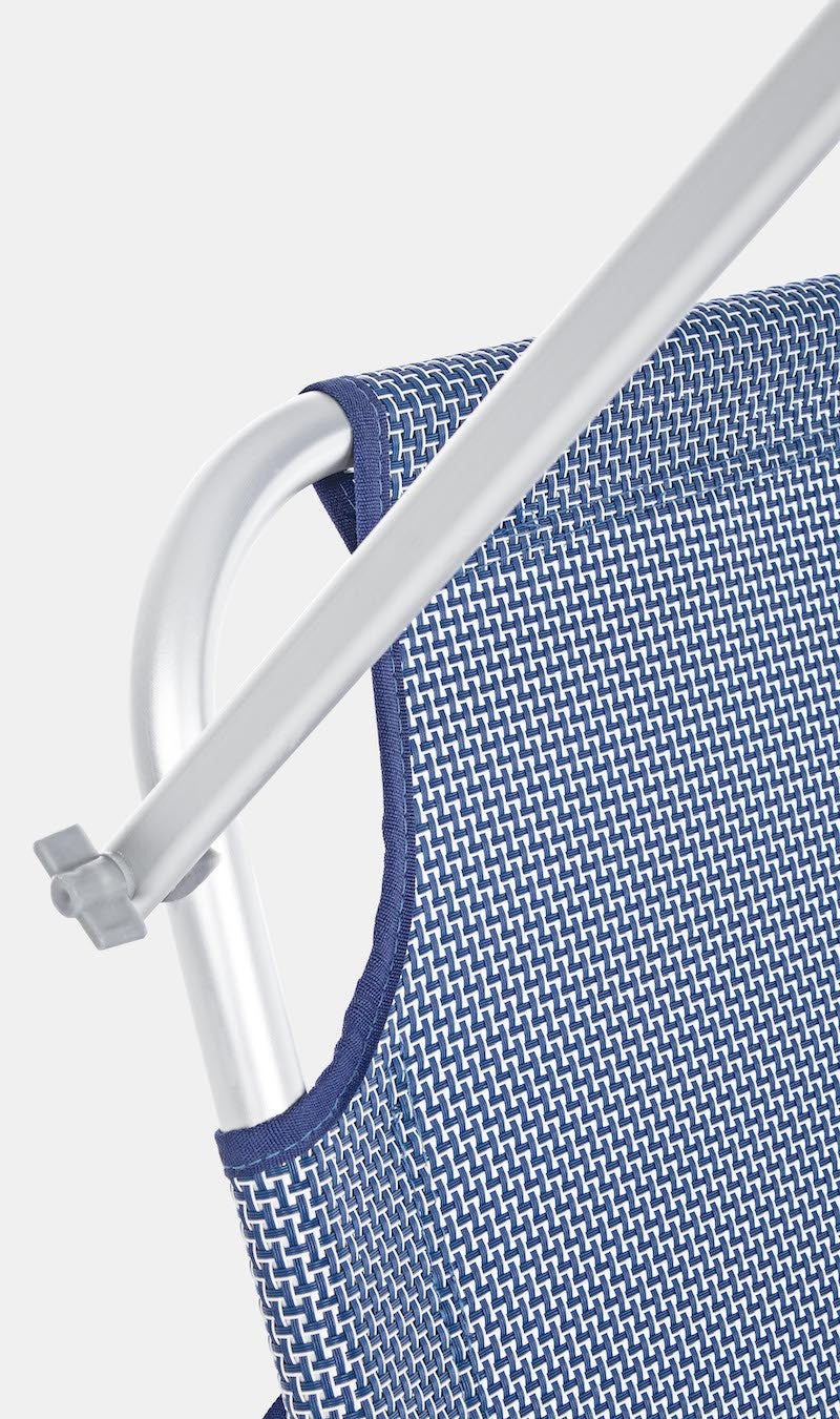 Folding cot with Cross Blue Mix roof - Anodized aluminum structure Ø22x1.0mm, Textilene fabric 4x4 660gr/m2