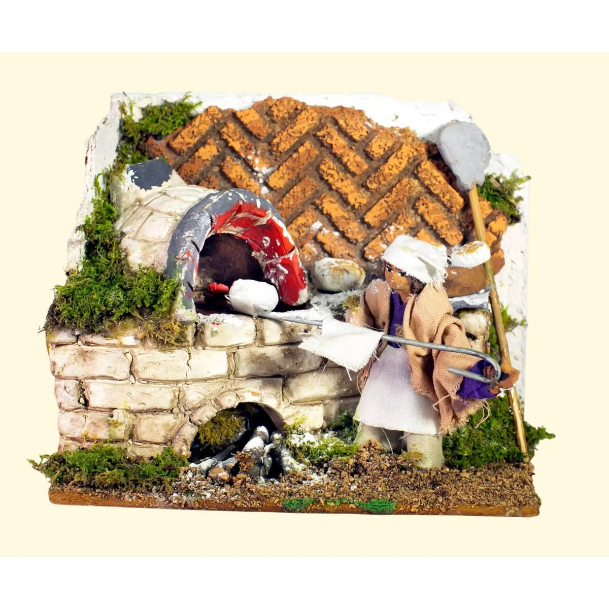 Panettiere animato per presepe H6 cm 14 × 9 × H16 cm