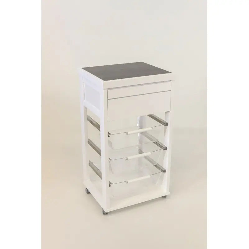 Carrello Prestige bianco con top in ceramica e cesti estraibili