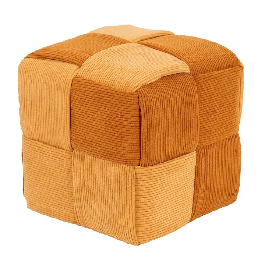Brady vell braided ocher-brick pouf 38x38x38 cm