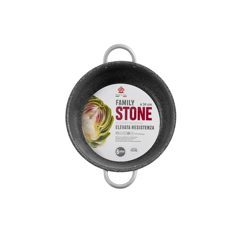 Family Stone 2-Griff-Kochtopf aus antihaftbeschichtetem Aluminium, Ø 34 cm