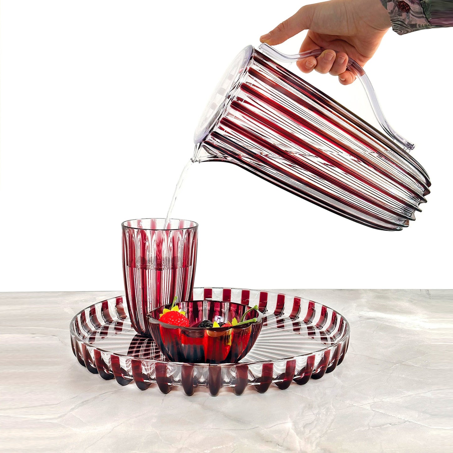 Jarra con tapa pin-up roja 19,5 x 13 x H 27 cm