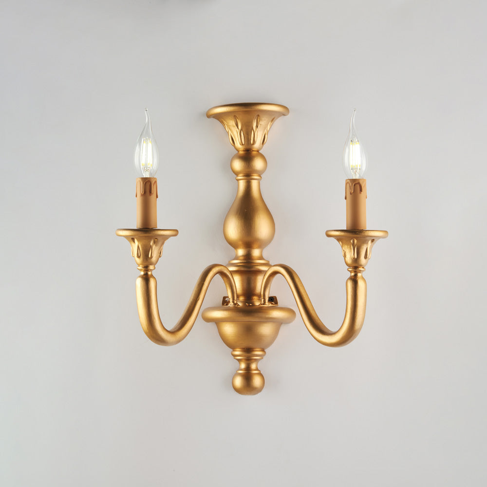 Applique in legno oro antico 2 luci H.41 - L.35 - P.21