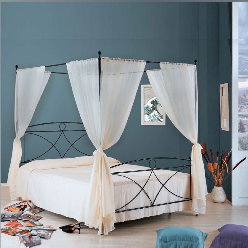 Letto in ferro matrimoniale con baldacchino Antracita ALICE 166x208x h210 cm